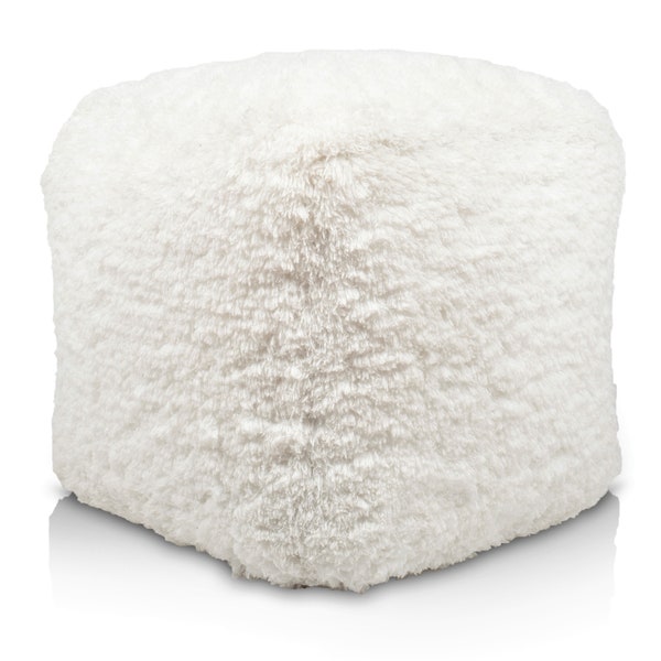 Loominaire Handmade "Snowflake" Micro Poly Fiber Easy Maintenance Shaggy Pouf / Footstool For Living Room, Bed Room & Family Room