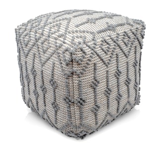 Loominaire Handmade &quot;Hemis&quot; Wool, Cotton Natural Fiber Easy Maintenance Pouf / Footstool For Living Room Bed Room Family Room (16&quot;x16&quot;x16&quot;)