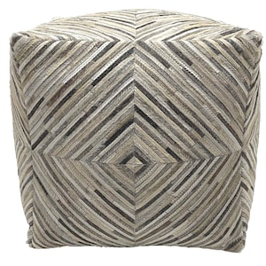 Loominaire Handmade Pouf / Footstool &quot;Masai Diamond&quot; Made Of Leather Easy Maintenance For Living Room, Bed Room & Family Room (18&quot;x18&quot;x18&quot;)