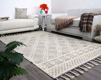 Loominaire Handmade Carpet "Panama" Wool, Cotton Natural Fiber Easy Maintenance Rug For Living Room Bed Room Family Room Floors