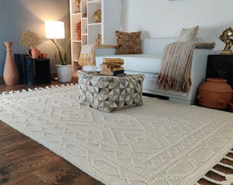 Loominaire Handmade Carpet "Montana" Wool, Cotton Natural Fiber Easy Maintenance Rug For Living Room Bed Room Family Room Floors