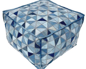 Java - Loominaire handmade pouf / footstool  made of recycled denim  for living room, bed room & family room