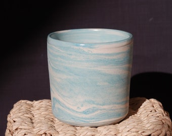 Ceramic Marble Cup - Light Blue Marble