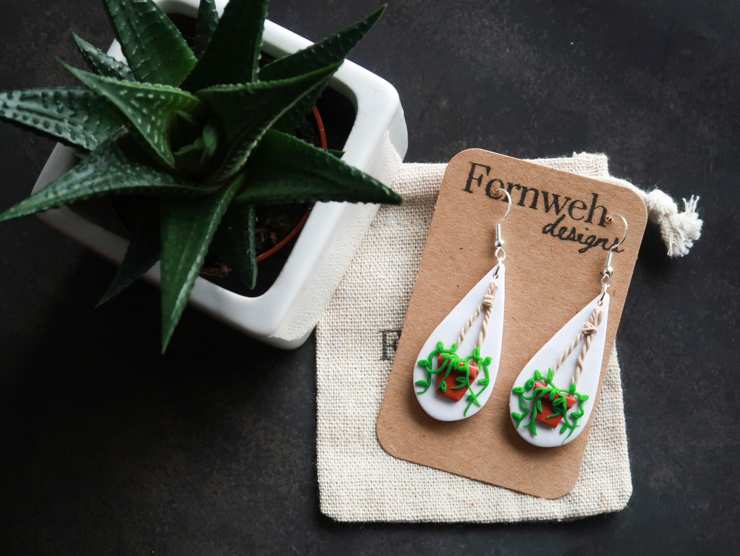 Planter Earrings / Hanging Plant Earrings / Pot Plant Earrings Etsy UK