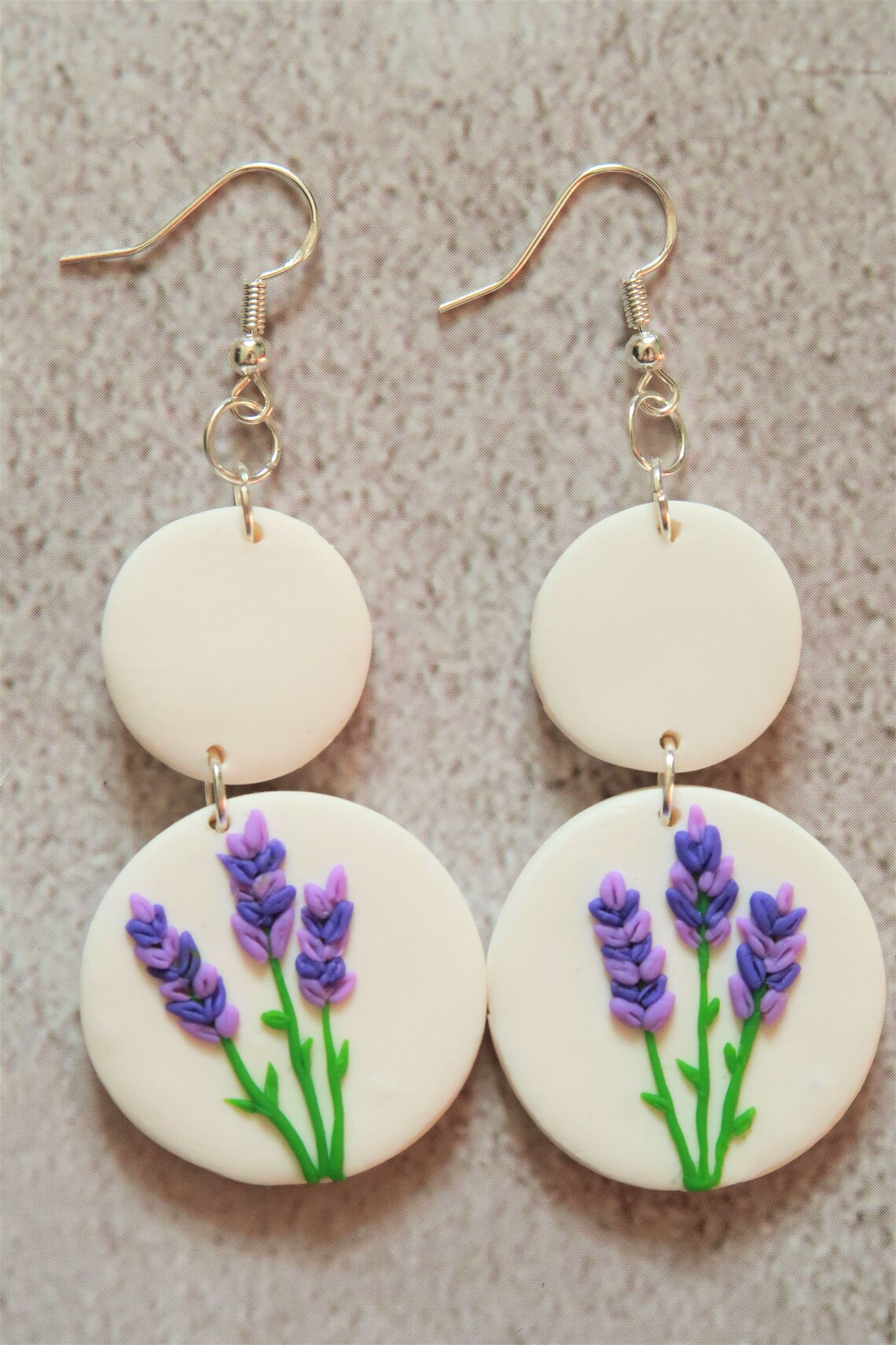 Floral Clay Earrings/ Lavender Clay Earrings / Purple Flower Etsy