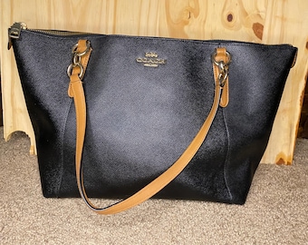 Black Coach Bag with brown handles