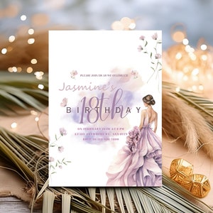 Invitation anniversaire fille 18e anniversaire imprimable Modèle modifiable Balle Barbie verte dix-huit cartes d'invitation
