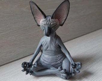 Gato con la Esfinge de Colección Figuras hechas a mano de la decoración estatua del gato Para el hogar Gato con la Esfinge de Colección Figuras hechas a mano de la decoración estatua del gato Para el hogar