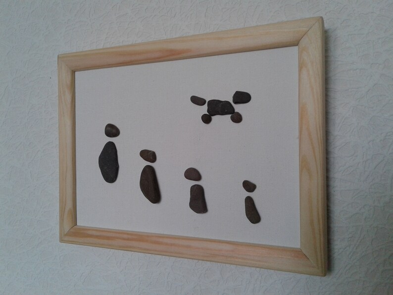 Pebble Art Famly Famly Of Two Wth Dog Famly Wth Pet - Etsy