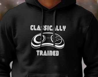 Classically Trained Hoodie, Sega Controller Hoodie, 90's Video Game Hoodie, Funny Vintage Video Game Hoodie, Retro Sonic Gamer Sweatshirt