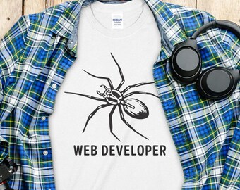 Web Developer T-Shirt, Funny Web Developer Spider Shirt, Sarcastic Programming T-Shirt, Computer Nerd T-Shirt, Funny Technology T-Shirt