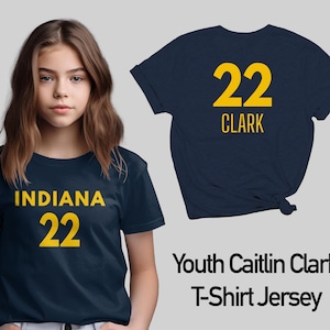 Youth Caitlin Clark Indiana Fever T-Shirt, Kids Basketball Clark T-Shirt, Children WNBA Shirt, Caitlin Clark Fan Shirt, Clark Number 22 Tee
