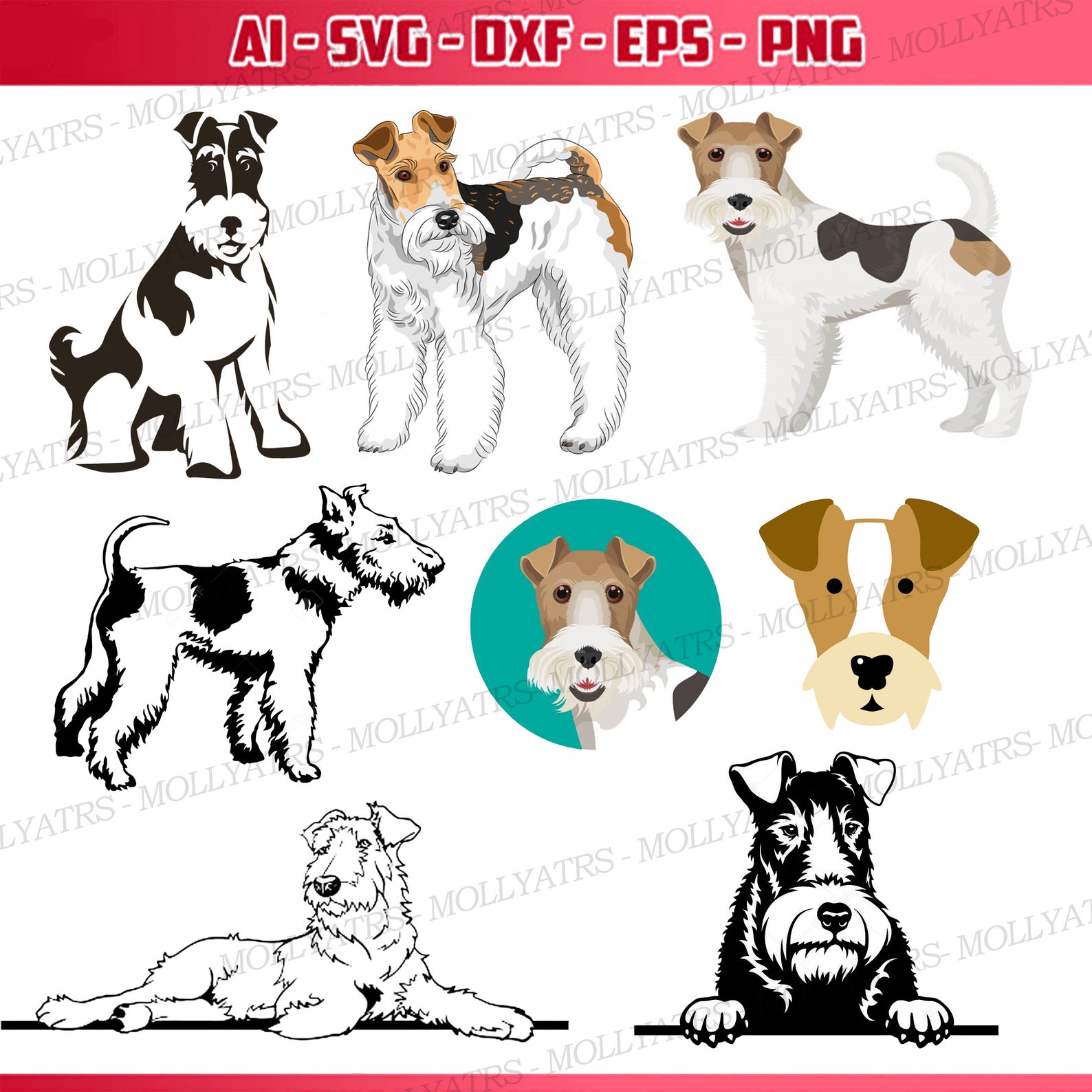 Fox Terrier svg aI bundle EPS Ai PNG DFX file | Etsy