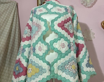 Antique Quilted Coat with Bell Sleeves
