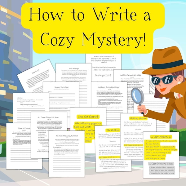 Writing Workbook | Updated Cozy Mystery Outline | Novel Writing Guides | Printable