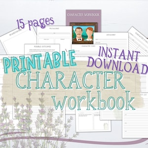 Cottagecore Character Workbook | Character Profile and Worksheets | Writing Guide for Authors | Printable Instant Download