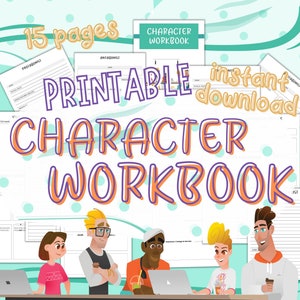 Character Workbook | Character Profile and Worksheets | Writing Guide for Authors | Printable Instant Download