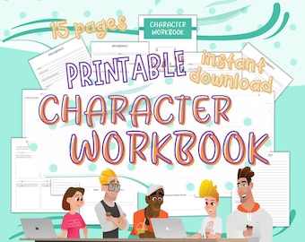 Character Workbook | Character Profile and Worksheets | Writing Guide for Authors | Printable Instant Download