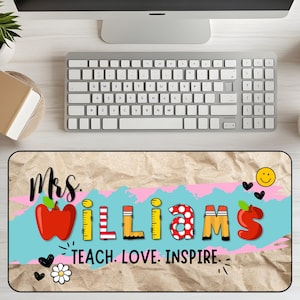 Personalized Name Teacher Desk Mat, Daily Affirmations, Desk Mat for Teachers, Gift for Educators, Teacher Classroom, Back to School Gift