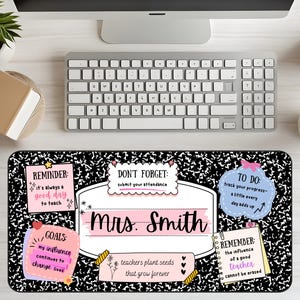 Personalized Teacher Desk Mat, Custom Teacher Composition Book Desk Mat With Name, Teacher Gifts, Back To School, Teacher Appreciation Gift