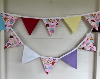 Bunting, Cupcake Bunting, Cupcake Design Bunting, Cotton Bunting, Colourful Bunting, Themed Bunting