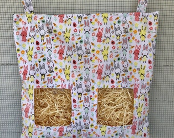 Hay bag for rabbits and guinea pigs. Bunny Hay Bag. Handmade Hay Feeder, Gift for Rabbit and Guinea Pig Owners