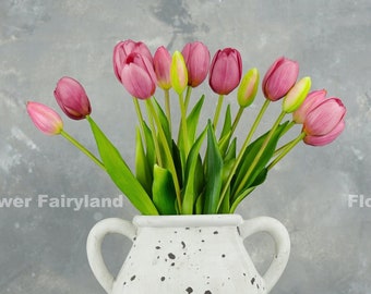 5 Stems Tulip | High Quality Artificial Flower | Wedding/Home Decoration | Gifts - Mauve Purple