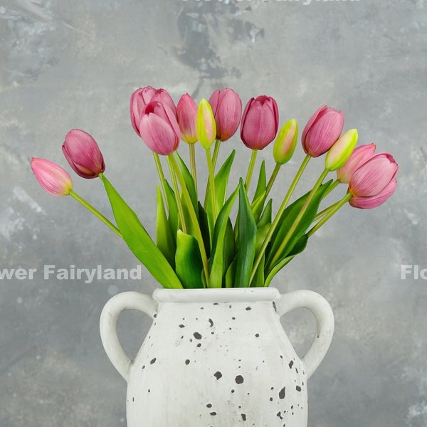 5 Stems Tulip | High Quality Artificial Flower | Wedding/Home Decoration | Gifts - Mauve Purple