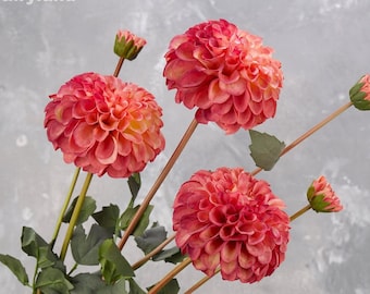 Realistic Palmares Dahlia Stem | High Quality Artificial Flower | Centerpieces | DIY | Floral | Wedding/Home Decoras | Gifts - Pink