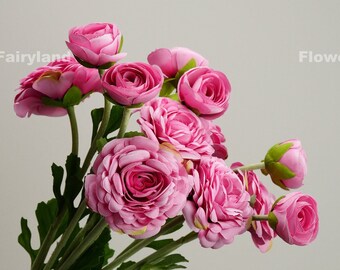 Faux Ranunculus Flower Stem | Artificial Flower | Centerpieces | DIY Floral | Wedding/Home Decoration | Gifts - Magenta