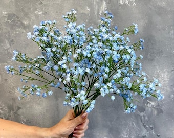 21" Faux Baby's Breath Stem - Artificial Flower - Light Blue