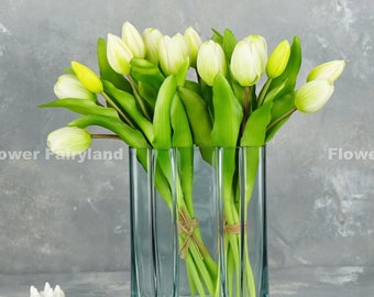 7 Stems Tulip | High Quality Artificial Flower | DIY | Floral | Wedding/Home Decoration | Gifts - White