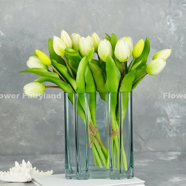 Tulipe 7 tiges | Fleur artificielle de haute qualité | Bricolage | Fleurs | Décoration de mariage/maison | Cadeaux - Blanc
