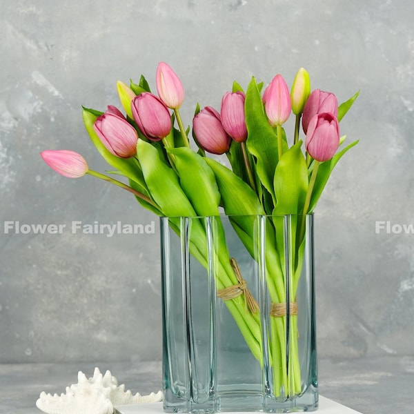 7 Stems Tulip | High Quality Artificial Flower | DIY | Floral | Wedding/Home Decoration | Gifts - Mauve Purple