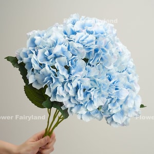5 Heads Faux Hydrangea Bouquet - Artificial Flower - Light Blue