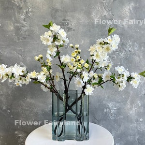 フェイク桜の短い枝 | 高品質造花 | DIY | センターピース | 結婚式/ホームデコレーション | ギフト - ホワイト