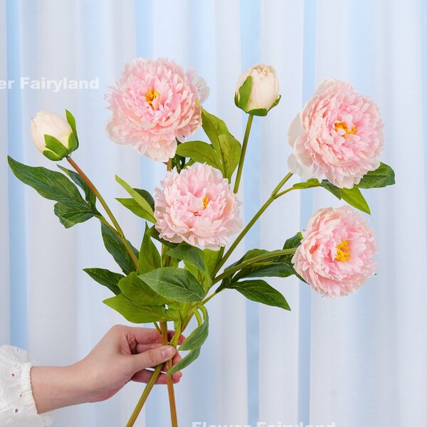 3 Heads Peony Stem | High Quality Artificial Flower | DIY Floral | Wedding/Home Decoration | Gifts - Pink