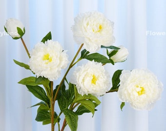 3 Heads Peony Stem | High Quality Artificial Flower | DIY Floral | Wedding/Home Decoration | Gifts - White