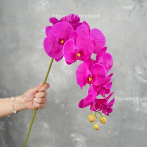 38 Real Touch 9 Heads Orchid Stem High Quality Artificial Flower DIY Floral Centerpiece Wedding/Home Decoration Gifts Magenta image 1