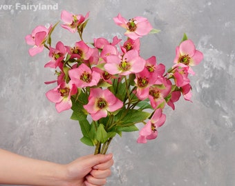 5 Heads Helleborus Stem | Artificial Flower | DIY | Floral | Wedding/Home Decoration | Gifts - Pink