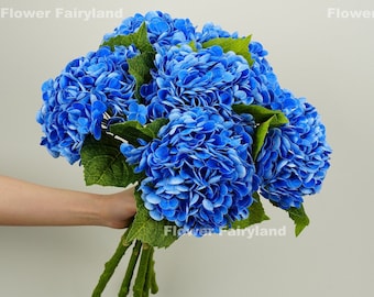 Real Touch Huge Hydrangea Stem | Extremely Realistic Artificial Flower | DIY Floral | Wedding/Home Decoration | Gifts - Dark Blue