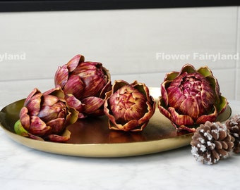 Faux Artichoke | High Quality Artificial Vegetable | Kitchen/Home Decoration | DIY | Gifts - Red