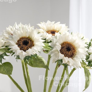 Real Touch Sunflower Stem - Artificial Flower - White
