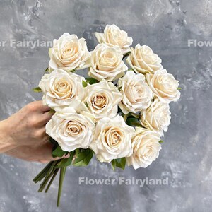 Faux Rose Stem | High Quality Artificial Flower | DIY Floral | Wedding/Home Decoration | Gifts - Cream