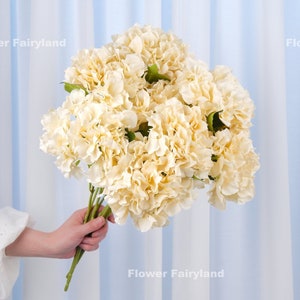 5 Heads Hydrangea Bouquet | Artificial Flower | DIY Floral | Wedding/Home Decoration | Gifts - Cream