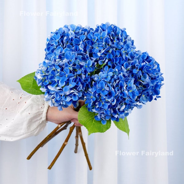 Realistic Hydrangea Stem | High Quality Artificial Flower | DIY | Floral | Wedding/Home Decoration | Gifts - Blue