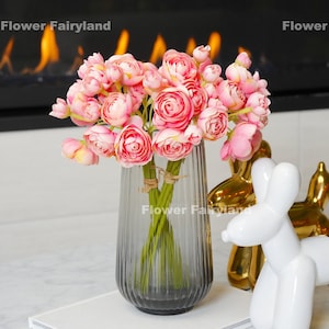 Mini Ranunculus Small Bundle | High Quality Artificial Flower | DIY | Floral | Wedding | Home Decors | Gifts - Flamingo Pink