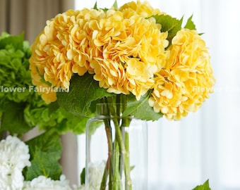 Real Touch Huge Hydrangea Stem | Extremely Realistic Artificial Flower | Floral | Wedding/Home Decoration | Gifts - Yellow