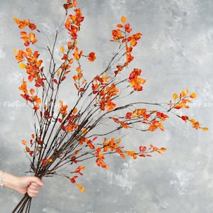 39" Dekoracyjna gałązka liściasta - Sztuczna roślina - Pomarańczowa