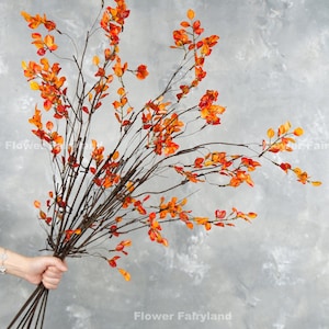 39" Decorative Faux Leaf Stem | Artificial Plant | Floral | Centerpieces | Wedding/Home Decoration | Gifts - Orange